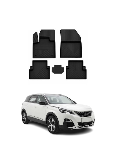 Peugeot 5008 Access 2016-2024 Uyumlu 4d Havuzlu Paspas Kauçuk Siyah 5 Parça