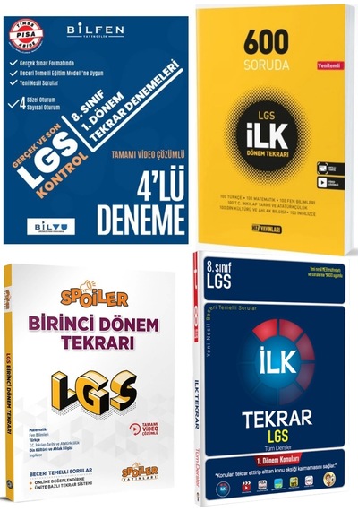 8. Sınıflar İçin 4 Kitaplık İlk Dönem Tekrar Seti