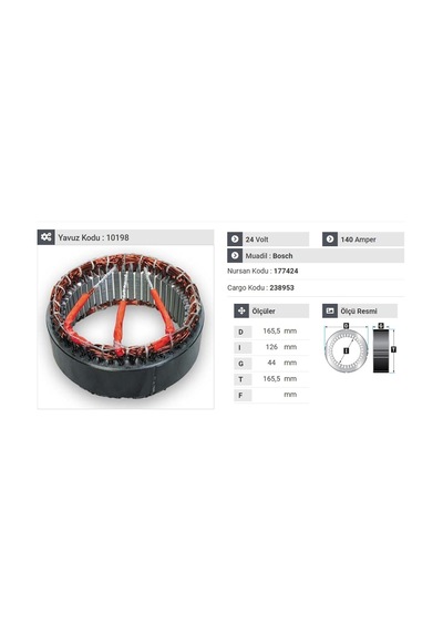 24v Alternatör Statör Bosch  Tipi 140 A 3 Uçlu N11.2705