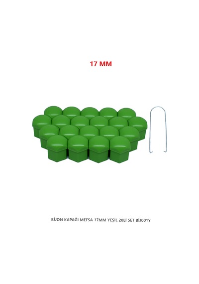 Bijon Kapağı Düz 17 Mm Yeşil 20 Li Set