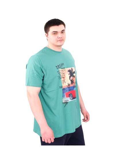 Mode Xl Büyük Beden Erkek Baskılı T-shirt Palm Dream U25026 Çağla Çağla Yeşili
