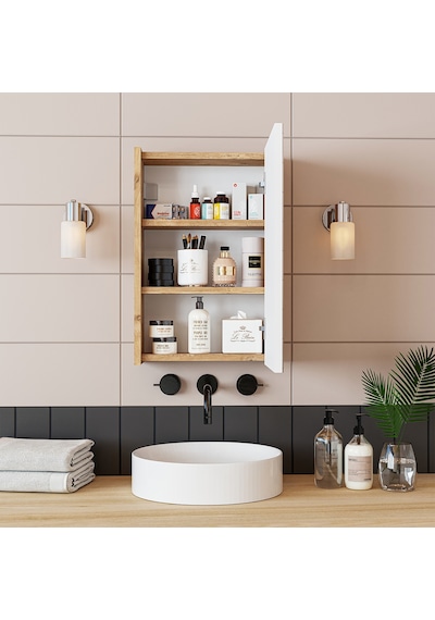 Roomart Kulpsuz Tek Kapaklı Atlantik-beyaz 40 Cm Mini Aynalı Atlantik Çam - Beyaz Roomart Kulpsuz Tek Kapaklı Atlantik-beyaz 40 Cm Mini Aynalı Atlantik Çam - Beyaz
