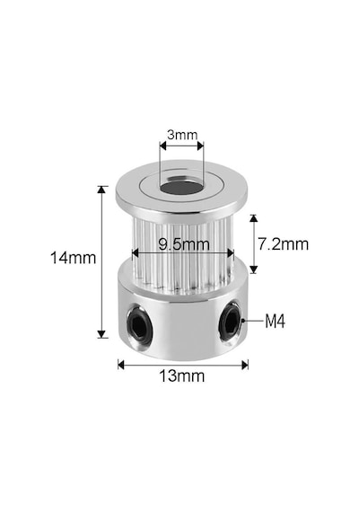 Koodmax 3 Adet Gt2 16x14 Diş 3mm Alüminyum Alaşım Dişli Senkron Zamanlama Kayışı Kasnağı