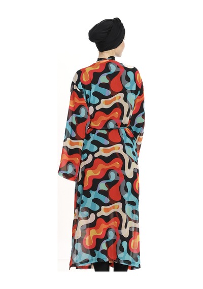 Haliç Mayo Tesettür Mayo Üzerine Tek Kaftan Pareo 6303 Siyah
