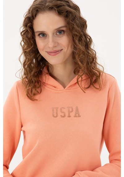 U.S. Polo Assn. Kadın Somon Basic Kapüşonlu Sweatshirt 50289536-VR047