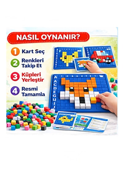 Stem Piksel Kodlama Seti 402 Parça Eğitici Zeka Oyunu Mozaik Puzzle Algoritma Geliştirici Oyuncak 5+
