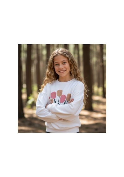 Fesshera Kids Kız Çocuk Sweatshirt Balon Kol Baskılı Oversize Pamuklu Sweatshirt / Geniş Kalıp Uzun Kollu Tişört Beyaz Fesshera Kids Kız Çocuk Sweatshirt Balon Kol Baskılı Oversize Pamuklu Sweatshirt / Geniş Kalıp Uzun Kollu Tişört Beyaz