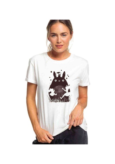 My Neighbor Komşum Totoro Baskılı Beyaz Kadın Tshirt (534308568)