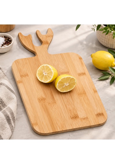 Geyik Boynuzlu Ahşap Kesim Panosu 37x18 Renkli