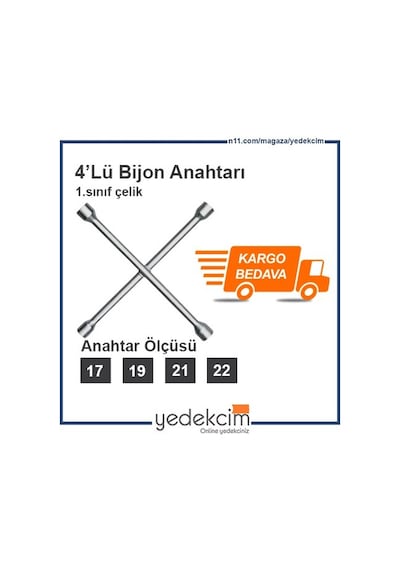 4'Lü Istavroz Bijon Anahtarı - Dolgu Çelik - %100 Yerli Üretim
