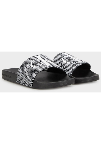 Calvin Klein Kadın Terlik Yw0yw01407 0gm Siyah-beyaz Beyaz - Siyah
