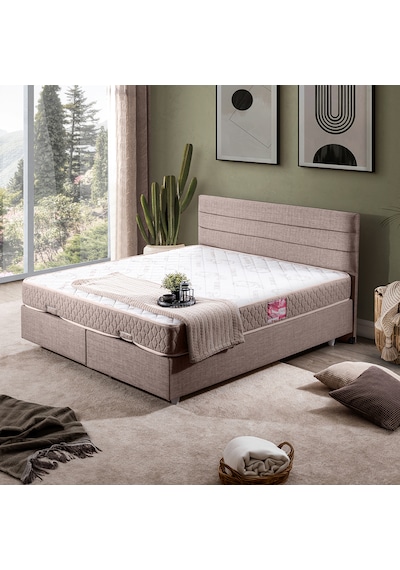 Sofia Çift Kişilik Baza Başlık Letto Yatak Seti - Açık Kahve 140 x 190