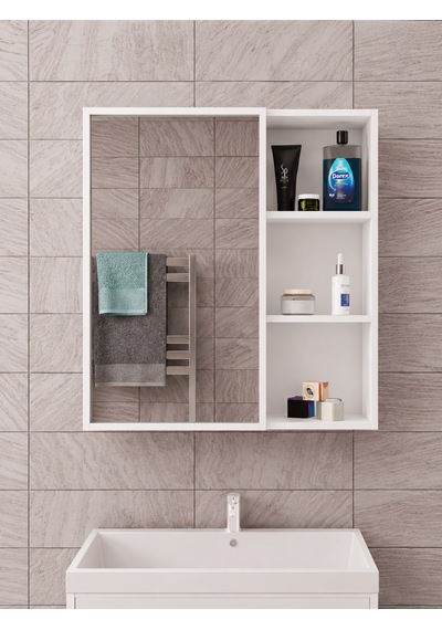 Dalin Tek Kapak Aynalı Banyo Dolabı Mdf Beyaz