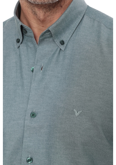Slim Fit Uzun Kol Pamuklu Hediye Kutulu Kolay Ütülenebilir Erkek Gömlek Fs-002225 - Yeşil-2662