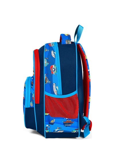 Coral High Kids Lacivert Mavi Gemi Desenli Üç Bölmeli Okul Sırt Çantası 14416