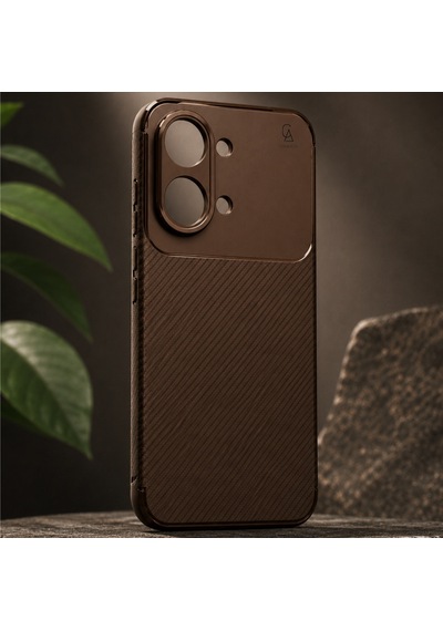 Xiaomi Poco X8 Pro Max Uyumlu Kılıf Karbon Tasarım Kamera Korumalı Silikon Telefon Kılıfı Kapak Kahverengi