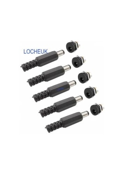 5 Set Dc Power Jak Erkek Fiş + Dişi Vidalı Soket 2.1Mm Erkek Dişi