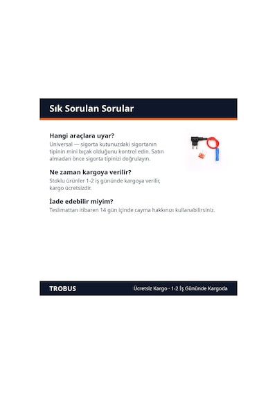 Trobus Fuse Tap Sigorta Çoklayıcı Mini Bıçak Tipi Adaptör 1 Adet Diğer