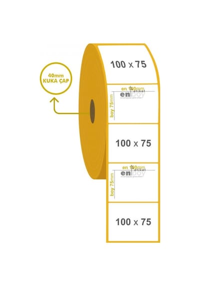 100MM X 75MM Termal Etiket 600'lü 10 Rulo