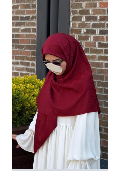 Qalortex Scarf Premium Jakarlı Mira B.boy Eşarp -bordo