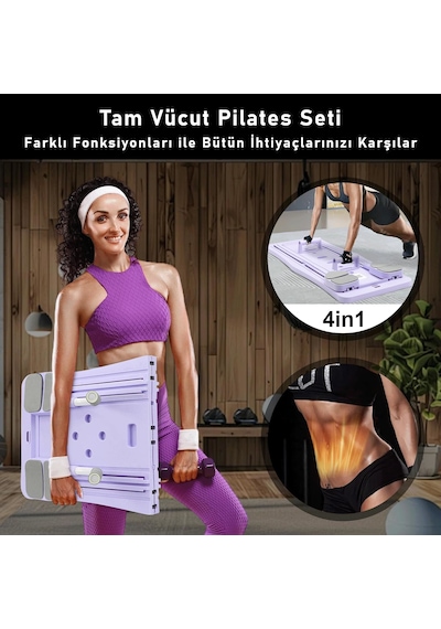 Profesyonel Çok Fonksiyonlu Katlanır Plank Ve Şınav Tahtası - Tüm Vücut Antrenman Seti Mor