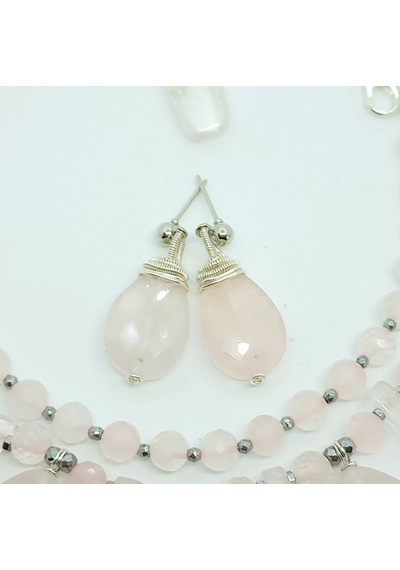 Sibelce 2261 Pembe Kuvars El Yapımı Küpe Pembe