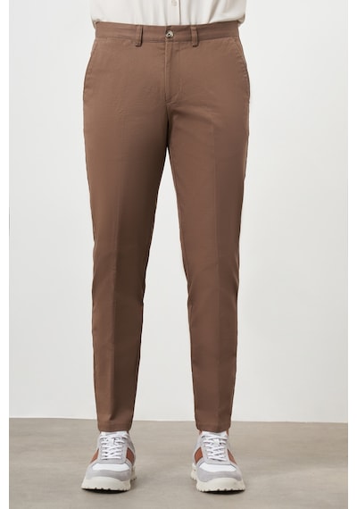 Morven Erkek Kahve Yazlık Pamuk Yan Cep Dynamic Fit Chino Pantolon Kahverengi