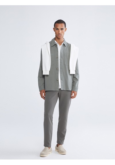 Lcw Vision Haki Regular Fit Uzun Kollu Gabardin Erkek Gömlek Ceket