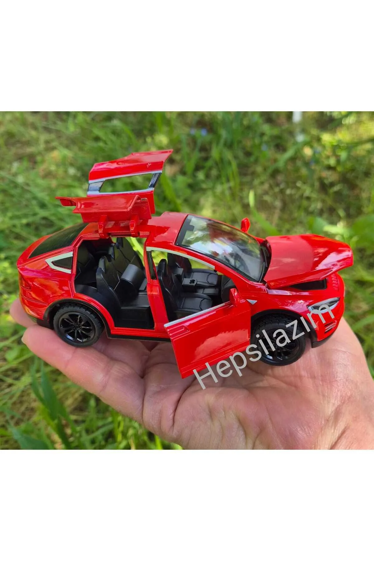 Oyuncak Tesla Araba Die Cast Model X Metal Koleksiyon 14 Cm Araç Sesli Çek Bırak Demir Araba Kırmızı