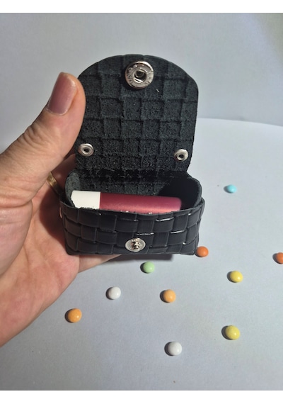 Gogo Charm Çanta Aksesuarı Mini Çanta Hakiki Deri Siyah