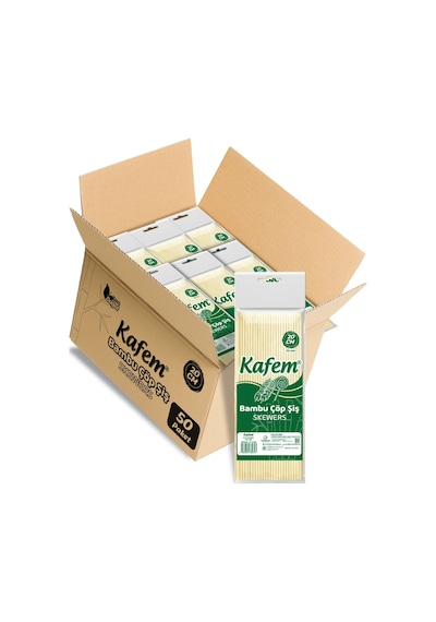 Kafem Bambu Çöp Şiş 20 CM 100 Lü x 50 Paket