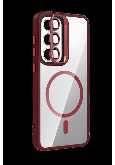 Samsung Galaxy S24 Fe Kılıf Standlı Ve Kamera Lens li Wireless Şarj Özellikli Ultra Lüks Kapak