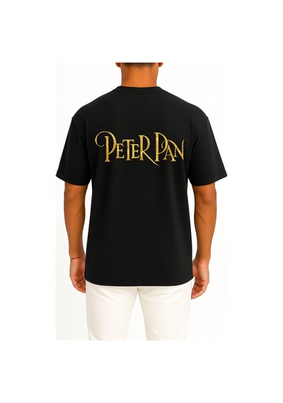 Bahriyeli Collection Oversize Peeter Paan Peter Pan Wendy Darling Musical Theatre Cep Ve Sırt Tasarımlı Unisex T-shirt SIYAH