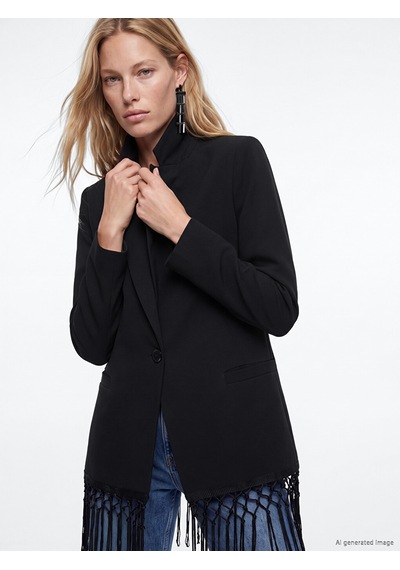 Lcw Vision Siyah Püsküllü Kadın Blazer Ceket