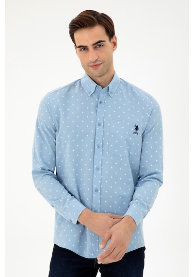 U.S. Polo Assn. Erkek Açık Mavi Regular Fit Cepli Gömlek 50296606-VR003
