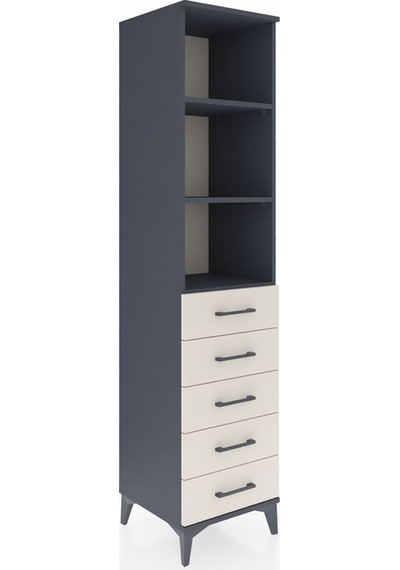 Hyperion Dolap 3 Raflı 5 Çekmeceli 44x44x195 Antrasit-aytaşı Antrasit