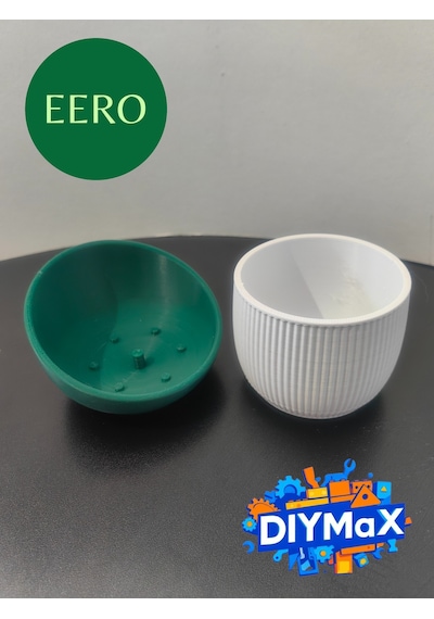 Eero Planter Saksı 8x8 Cm Dekoratif Modern Minimal Sukulent Saksı Beyaz - Yeşil