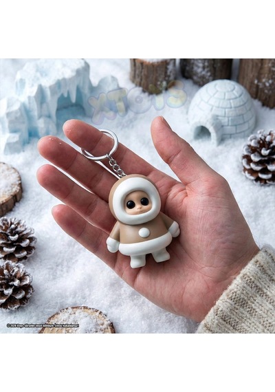 Eskimo Figürü Anahtarlık, Hediyelik Çanta Aksesuarı Ve Hareketli Oyuncak Iglu Kahverengi