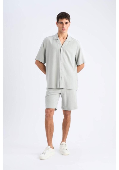 Defacto Relax Fit Polo Yaka Pamuklu Yazlık Kısa Kollu Gömlek D8875ax25smkh514 Haki