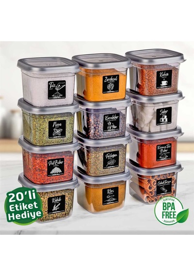 Saklama Erzak Kabı Kare 550 Ml 12 Adet 24 Parça Plastik Beyaz Diğer