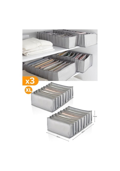 2 Adet - 8 Gözlü Gri Benekli Çekmece Içi Düzenleyici Organizer Xlarge Diğer