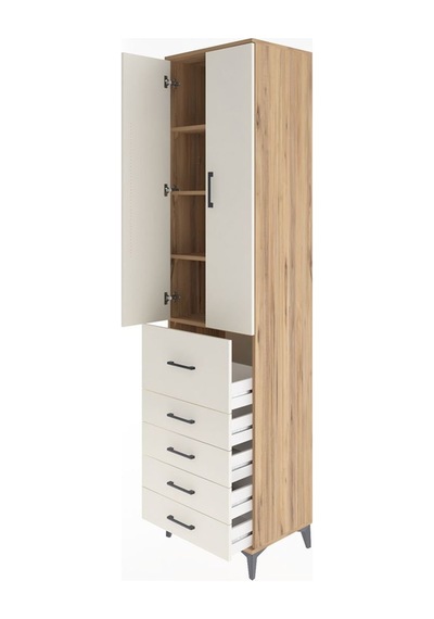 Hyperion Dolap 4 Raflı 5 Çekmeceli 2 Kapaklı 60x44x243 Çam-aytaşı Atlas Çam