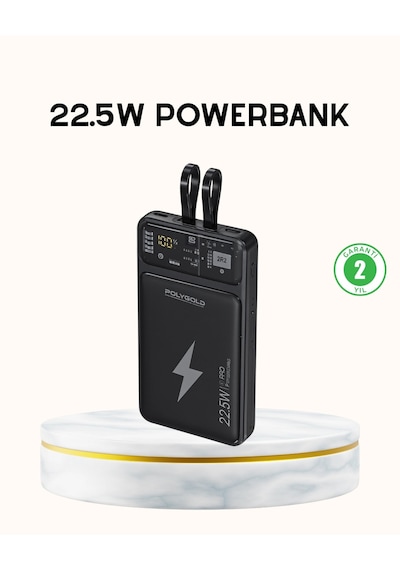 Powerbank Hızlı Şarj 10000 Mah Dahili Kablo Diğer