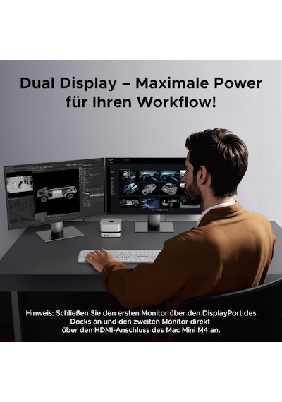 Ugreen Mac Mini M4 Bağlantı İstasyonu, Çift Monitör Kurulumları İçin Displayport 4k 240hz Maks. , 10 Gbps Usb Bağlantı Noktaları, 8 Tb M.2 Nvme Ssd Yuvası, Sd/tf Kart Okuyucu Ve 3,5 Mm Ses Mac Mini M4/m4 Pro İle Uyumlu
