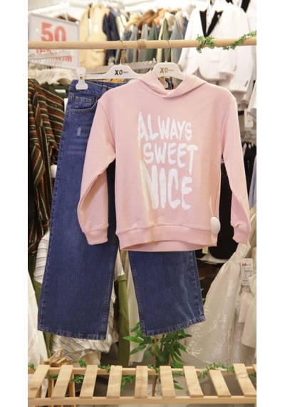 Xo Kids Kız Çocuk 2li Kombin Takım 8-14 Yaş Set0401 Mavi