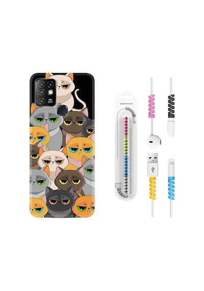 Infinix Hot 10 Kılıf Kablo Koruyuculu Kediler 1885