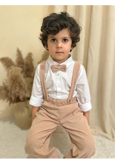 Miababy Papyonlu Fitilli Üçlü Takım Bej