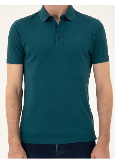 Zümrüt Slim Fit Polo Yaka Merserize T-shirt Yeşil