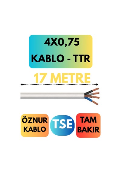 Öznur 4x0,75 Ttr Kablo Metre Seçenekli Beyaz - 17 Metre