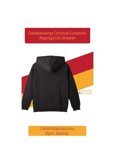 Galatasaray Lisanslı Büyük Logo Çocuk Sweat Metin Oktay Baskılı Hediyelik Ahşap Kutulu 095 Siyah